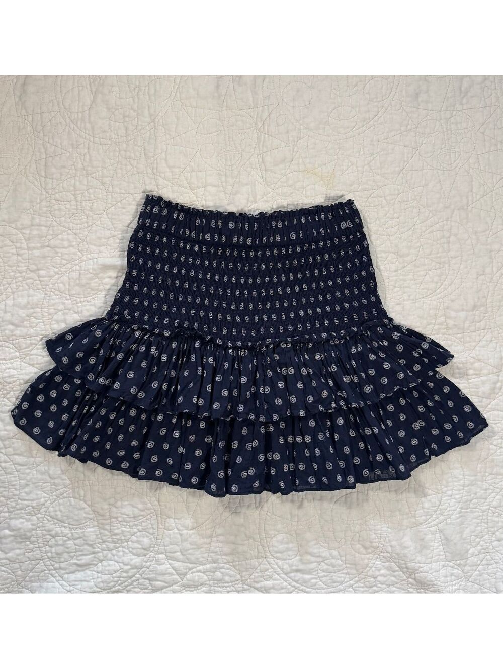Loft Navy Blue Ruffle Mini Skirt Size small